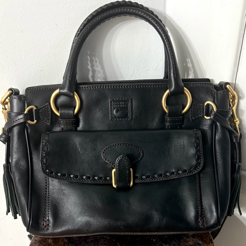Dooney & Bourke Black Florentine Leather Satchel  Crossbody Bag NWT
